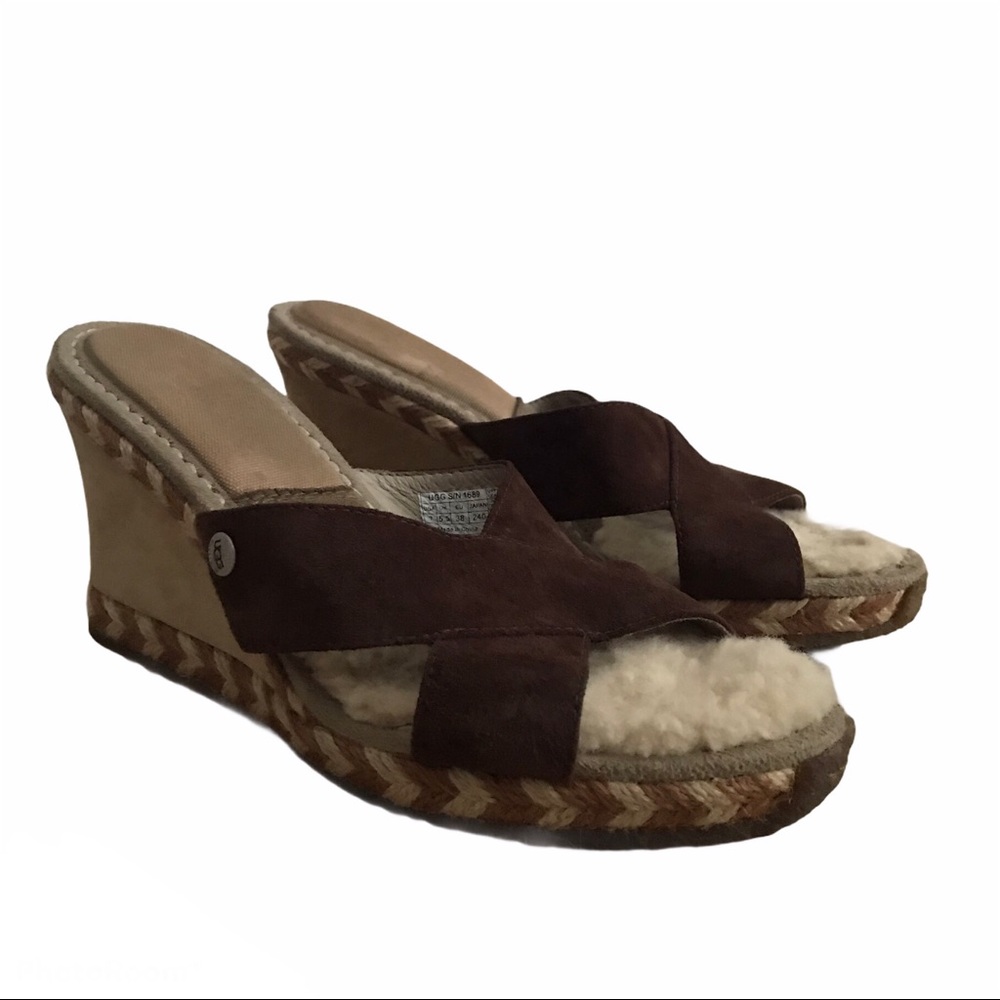 UGG Margot Wedge Espadrille Sandal Brown 7